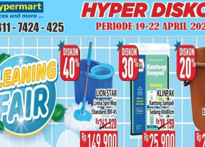 Diskon Hypermart Lubuk Linggau, Produk Perlengkapan dan Peralatan Rumah Tangga Periode 19 Sampai 22 April 2024