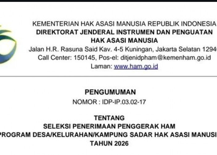 Syarat Ikut Rekrutmen Penggerak HAM Juni 2026, Lulusan SMA Bisa Daftar 