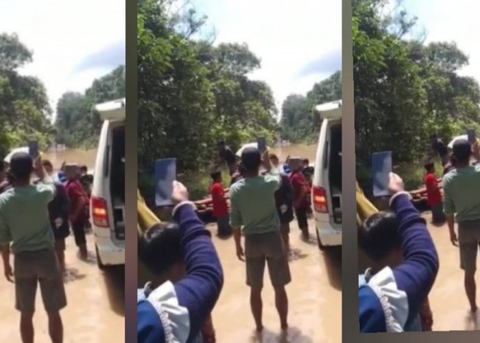 Akibat Banjir Pasien di BTS Ulu Musi Rawas Harus Naik Rakit
