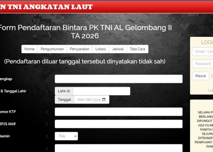 Link Daftar Seleksi Bintara PK TNI AL Gelombang II Tahun 2026, Berikut Caranya