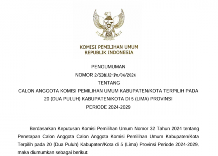 Daftar Nama Anggota KPU Kota dan Kabupaten di Sumatera Selatan