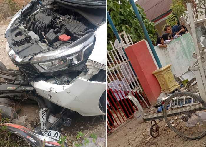 Kecelakaan Beruntun di Megang Sakti, Mobil Dikemudikan Dokter Tabrak 2 Motor dan Gerobak Siomay, 4 Orang Luka