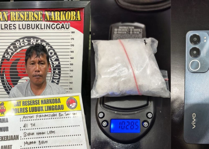 Residivis Asal Muara Beliti Musi Rawas Ditangkap di Pasar Ikan Lubuk Linggau, Sabu 102,85 Gram Disita