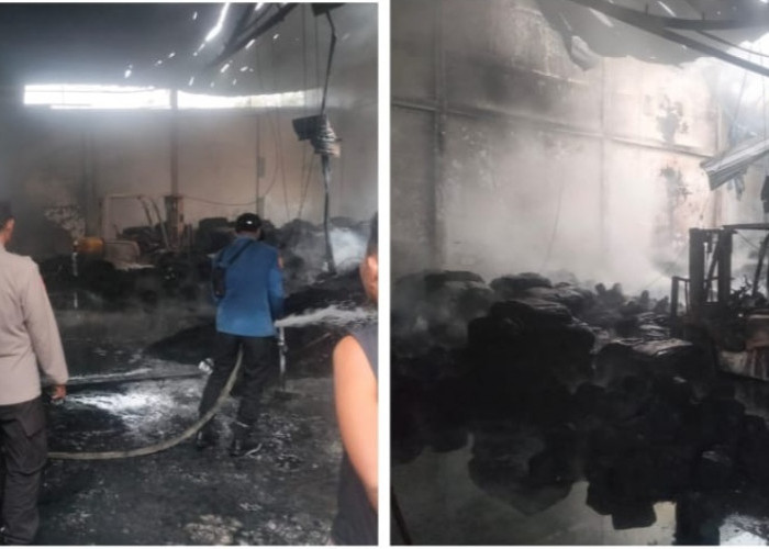 Kebakaran Gudang PT Ruberindo Global Utama di Tugumulyo Musi Rawas, Kerugian Ditaksir Rp1,2 Miliar