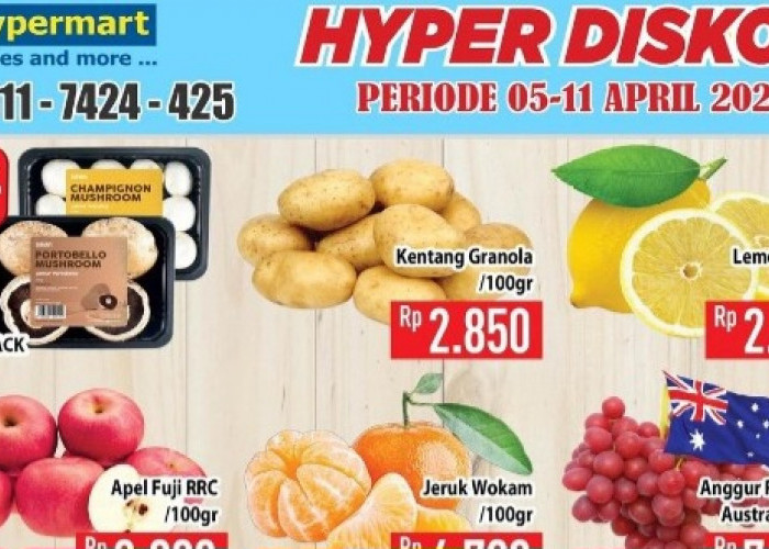 Diskon Produk Makanan Fresh dan Frozen di Hypermart, Edisi Lebaran Idul Fitri 1445 H, Periode 5-11 April 2024