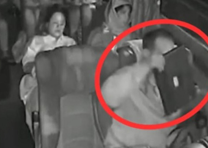 Viral Aksi Pencurian di Bus Sinar Jaya Terekam CCTV, Pelaku Ganti Laptop dengan Keramik, Waspada