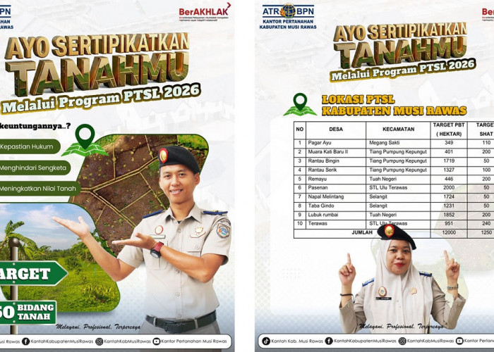 Kantor Pertanahan Musi Rawas Buka Pendaftaran PTSL 2026, Daftar Sekarang