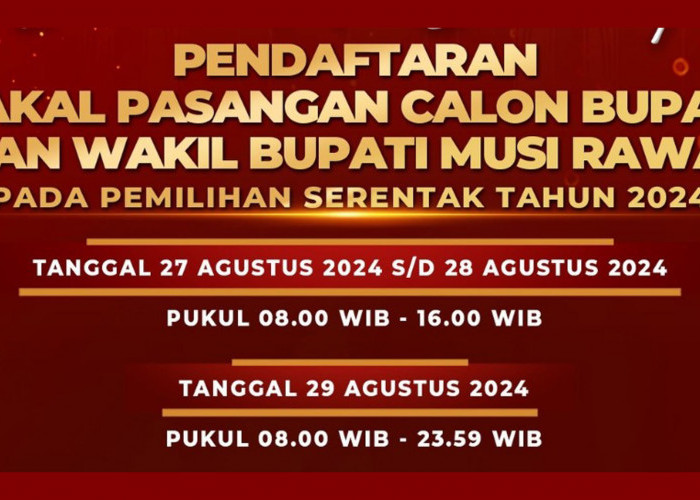 KPU Musi Rawas Umumkan Pendaftaran Pasangan Calon Bupati dan Wakil Bupati 