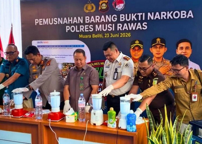 Lapas Narkotika Muara Beliti Dukung Pemberantasan Narkoba, Hadiri Pemusnahan Barang Bukti di Polres Musi Rawas