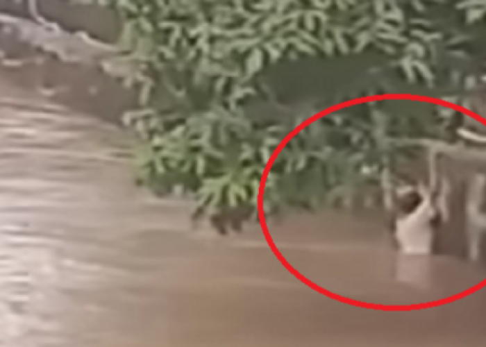 Viral Video Detik-detik 2 Bocah Terseret Arus Deras Kali Cakung Bekasi