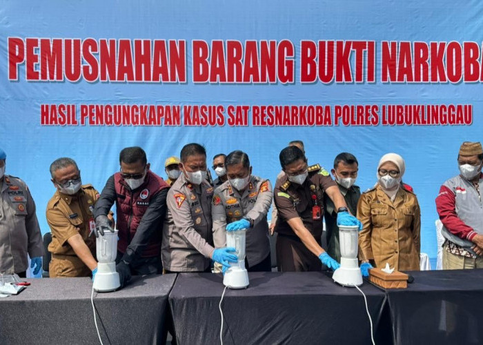 Polres Lubuk Linggau Musnahkan 1,4 Kg Sabu dari 5 Orang Tersangka