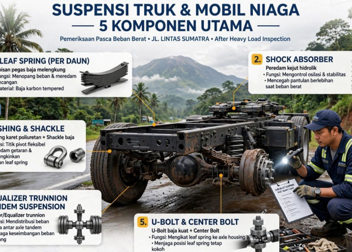 5 Komponen Suspensi Truk dan Mobil Niaga yang Wajib Dicek Setelah Melibas Muatan Penuh di Jalur Sumatera