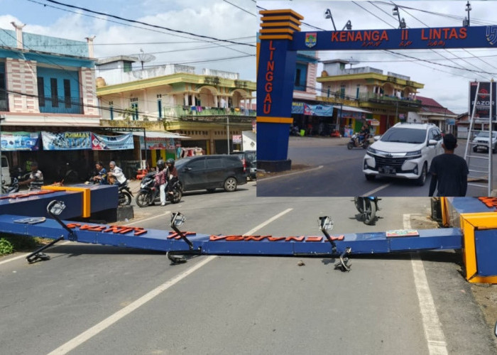 Gapura Linggau Juara di Lubuk Linggau Roboh Ditabrak Kerupuk, Tolong Jangan Nyalahin Pemerintah Yo