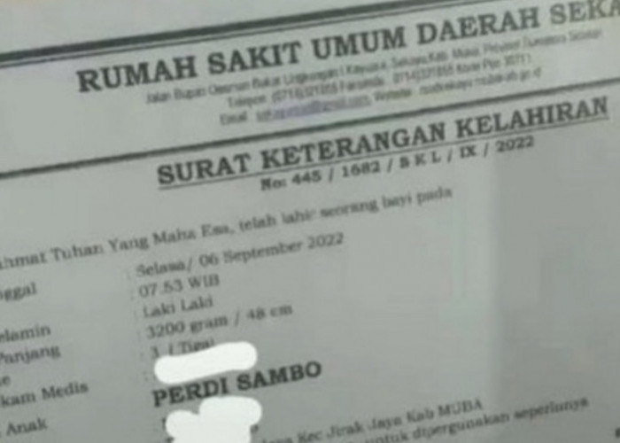 Unik, Warga Muba Beri Nama Anaknya Perdi Sambo