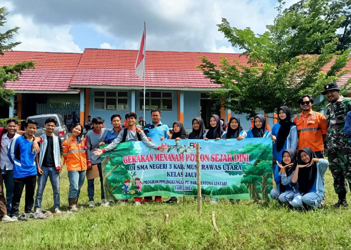 Peringati Hari Pahlawan 2024, PT Barasentosa Lestari Bersama Pelajar SMAN 3 Muratara Gelar Penanaman Pohon