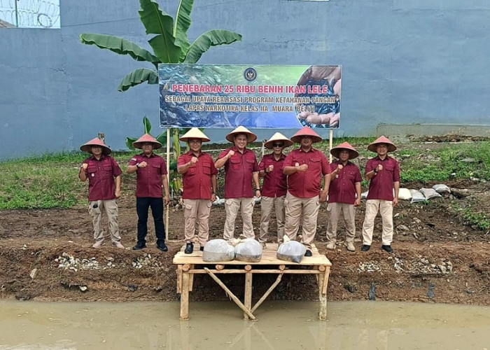 Dukung Program Ketahanan Pangan, Lapas Narkotika Muara Beliti Tebar 25 Ribu Benih Ikan Lele