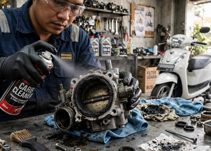 Penyebab Tarikan Gas Motor Matik Berat Saat Digas Pagi Hari dan Cara Membersihkan Throttle Body Sendiri
