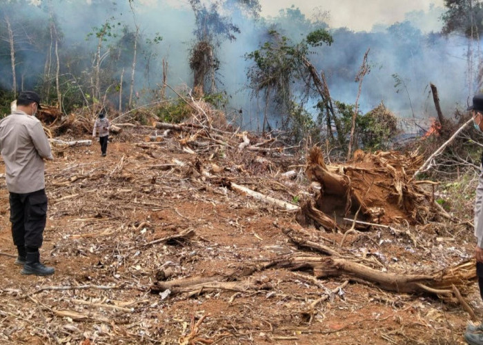 Hotspot Terdeteksi di Sungai Naik, Polsek BTS Ulu Bersama Warga Padamkan Karhutla 1 Hektare