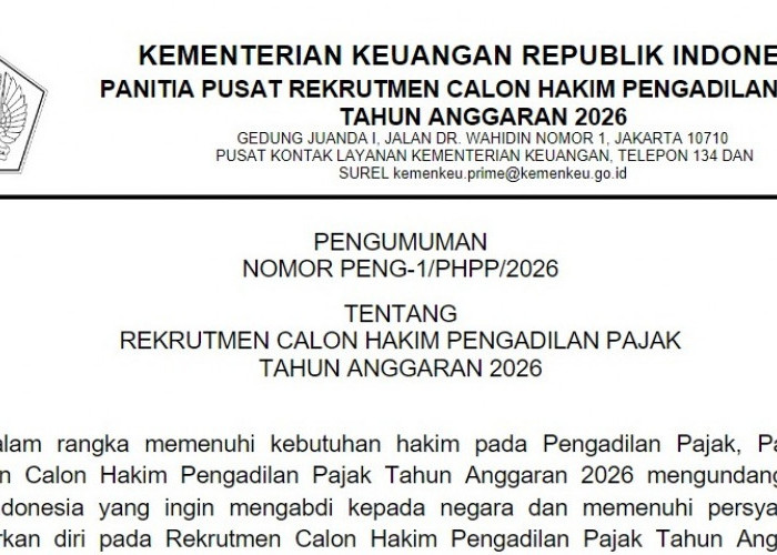 Mau Ikut Rekrutmen Calon Hakim Pengadilan Pajak 2026, Ini Syaratnya