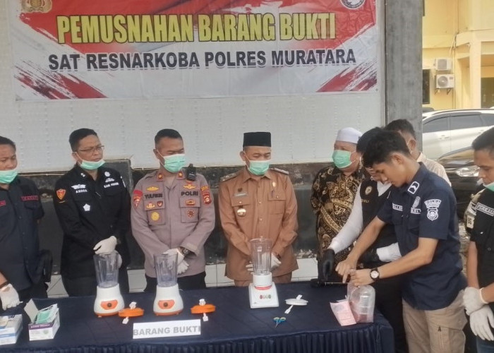 Polres Musi Rawas Utara Blender 1.043 Kg Sabu, Milik Residivis Kasus Pengancaman Kades