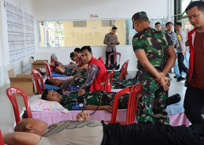 Peringati HUT Humas Polri ke-73, Polres Musi Rawas Gelar Donor Darah Bersama TNI dan Pemkab